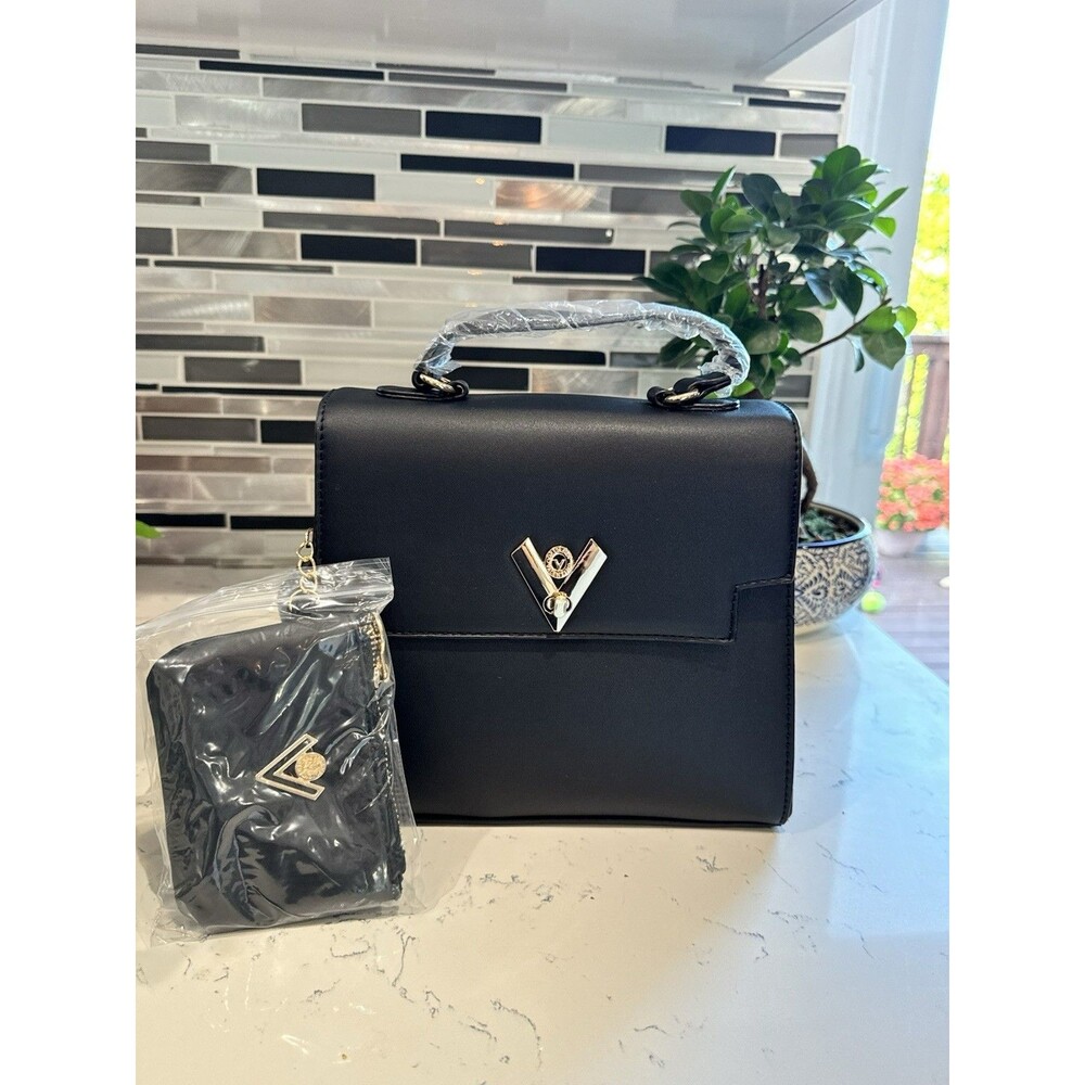 Valentino Orlandi Black Bag with Matching Wallet Satchel Strap Crossbody